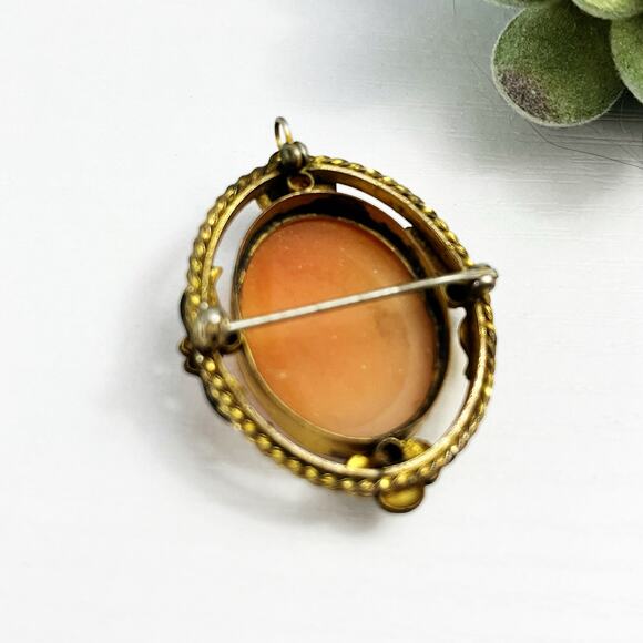 Victorian 19th Century Cameo Carved Shell Brooch & Pendant - Picture 9 of 9